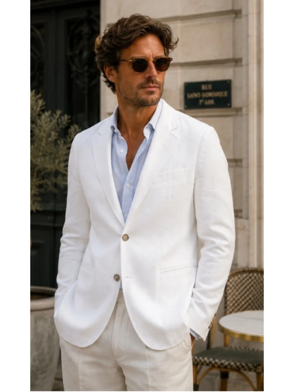 Men's Capritouch Linen Sport Coat Blazer White Size 50R IT/40R US